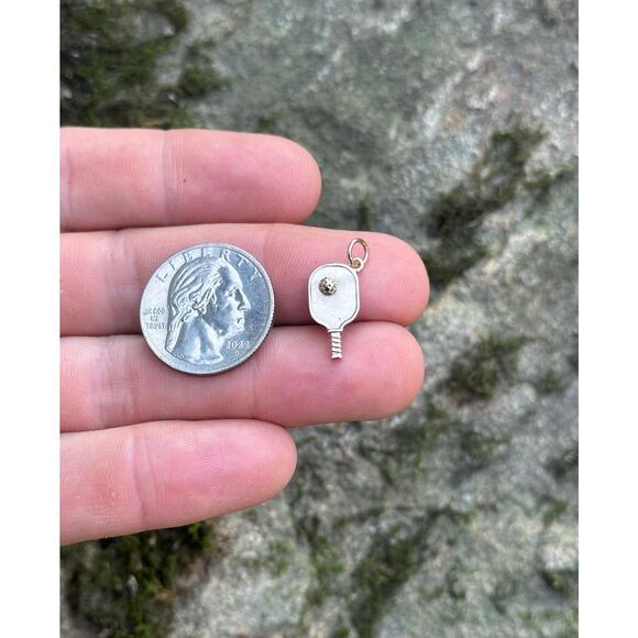 Bronze Pickleball Paddle and Ball Charm with Optional 14K Gold Filled Chain - Picture 5 of 5